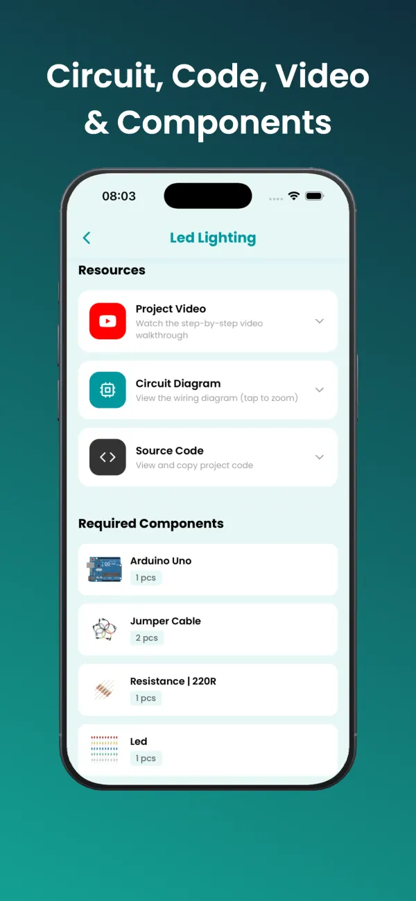 Project page: circuit diagram, code, video and components