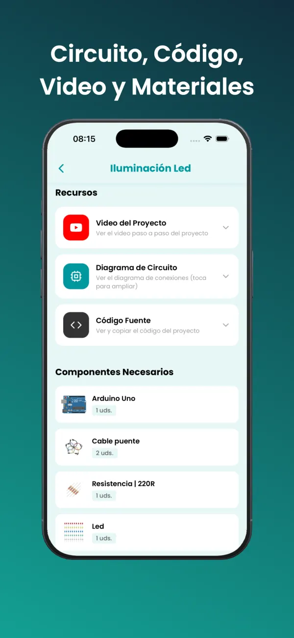 Página del proyecto: esquema, código, vídeo y componentes