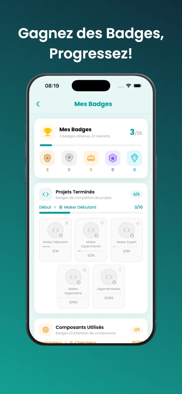 Badges : progressez à chaque projet terminé